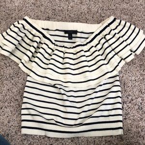 J Crew off the shoulder top - navy and cream